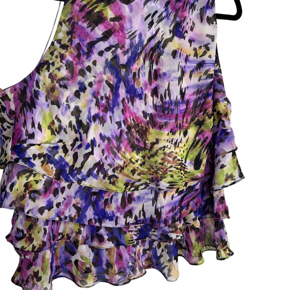 Vintage Alex Evenings Women's 2X Sleeveless Ruffled‎ Layered Abstract Floral Top - Picture 4 of 7